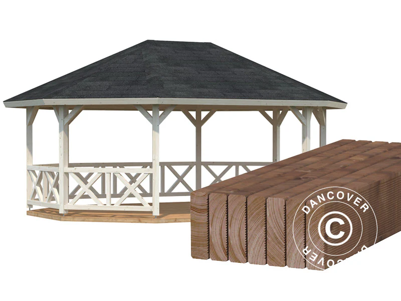 Paviljong i tre m/tregulv, 4,67x6,17x3,62m, 25m², Naturlig - Image 3
