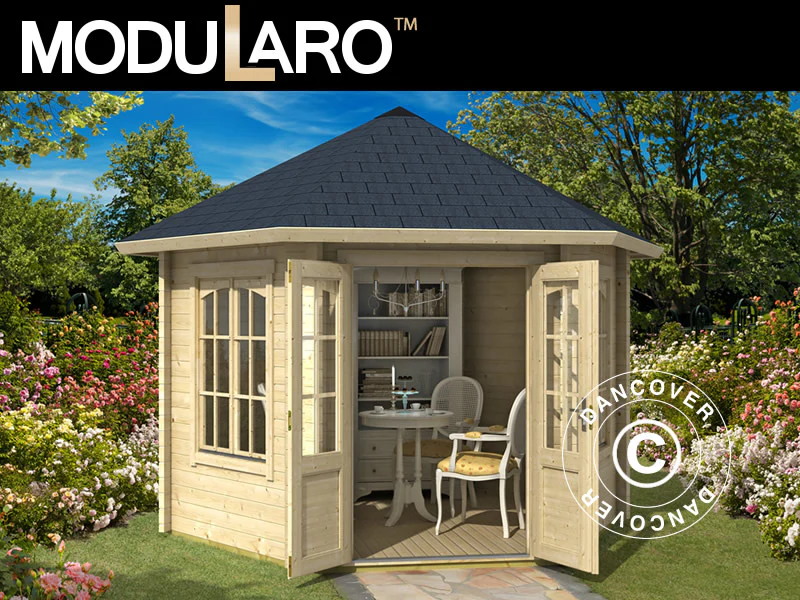 Paviljong i tre Provence, sekskantet 3,5x3,03x3,18m, 44mm, Naturlig