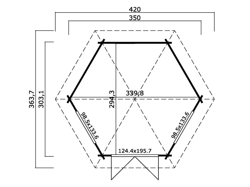 Paviljong i tre Provence, sekskantet 3,5x3,03x3,18m, 44mm, Naturlig - Image 4
