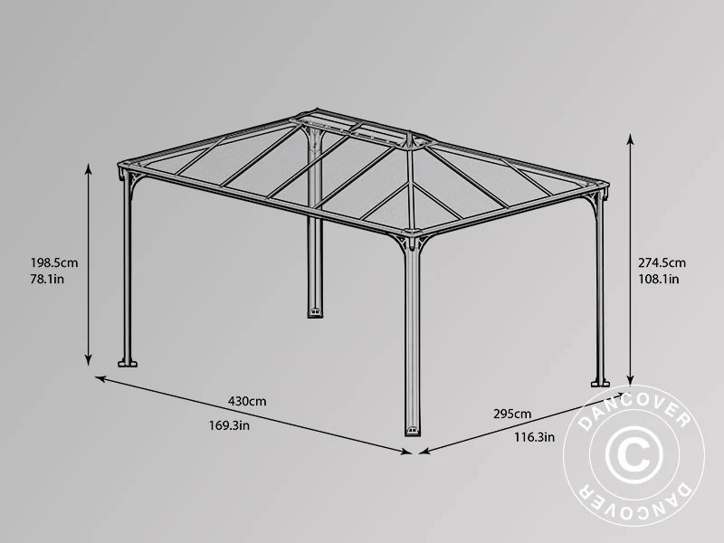 Paviljong Martinique, Palram/Canopia, 2,96x4,3m, Antrasitt - Image 5