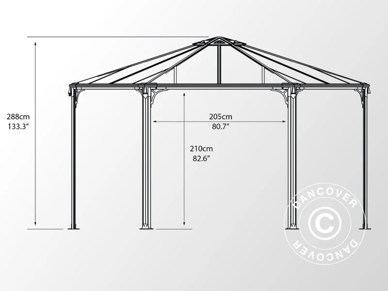 Paviljong Monaco, Palram/Canopia, 4,5x4,5m, Grå - Image 6
