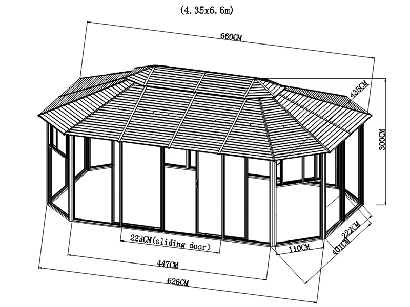 Paviljong San Bruno m/sidevegger av polykarbonat, åttekantet 4,35x6,6m, Messing - Image 6