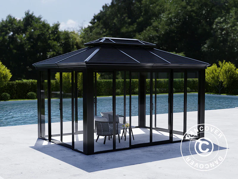 Paviljong San Bruno Alu+ med sidevegger, 3x4m, Svart - Image 2