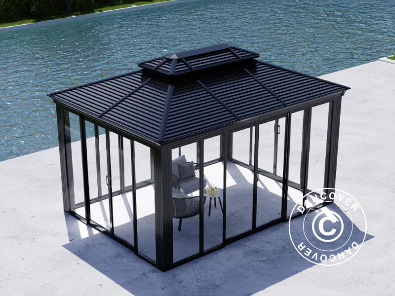 Paviljong San Bruno Alu+ med sidevegger, 3x4m, Svart - Image 7