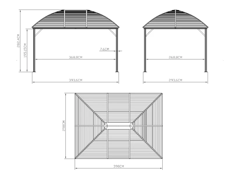 Paviljong San Jose Alu+ m/gardiner og myggnetting, 3x4m, Brun - Image 9