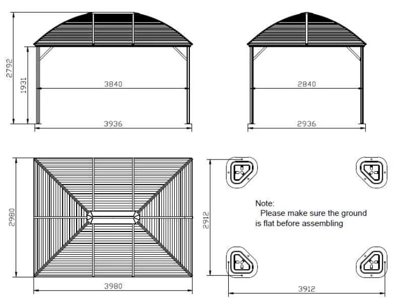 Paviljong San Jose Steel+ med gardiner og myggnett, 3x4m, Brun - Image 8