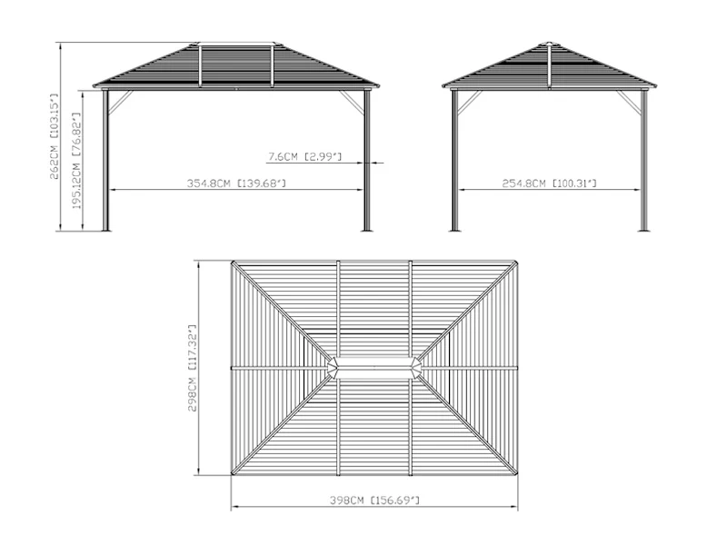 Paviljong San Luis Alu+ m/gardiner og myggnetting, 3x4m, Brun - Image 8
