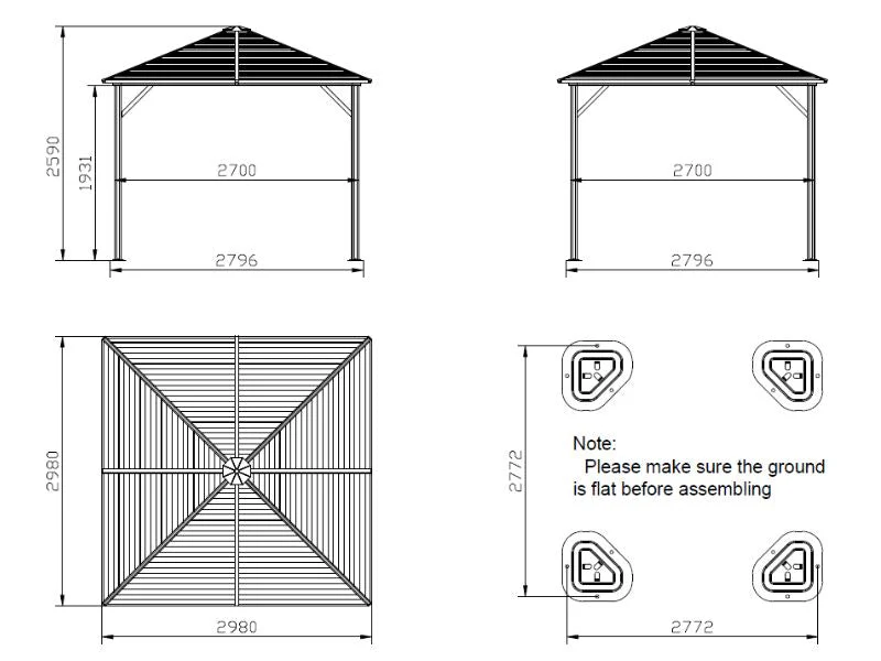 Paviljong San Luis Steel+ med gardiner og myggnett, 3x3m, Brun - Image 7