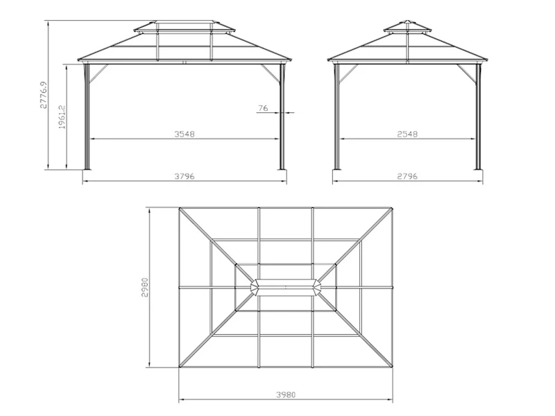 Paviljong Santa Ana Alu+ m/gardiner og myggnetting, 3x4m, Brun - Image 7