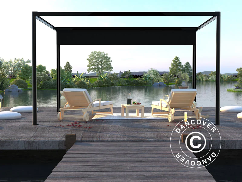 Pergola paviljong San Fernando, 3x3m, Svart/Mørkegrå - Image 2