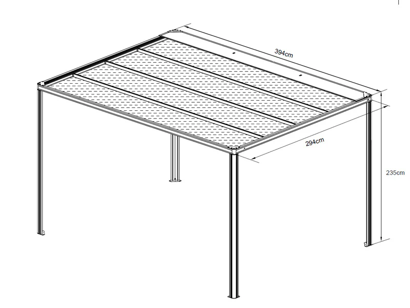 Pergola paviljong San Fernando, 4x3m, Svart/Mørkegrå - Image 10