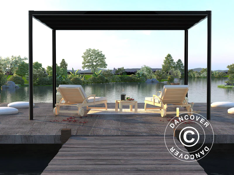 Pergola paviljong San Fernando, 4x3m, Svart/Mørkegrå - Image 2