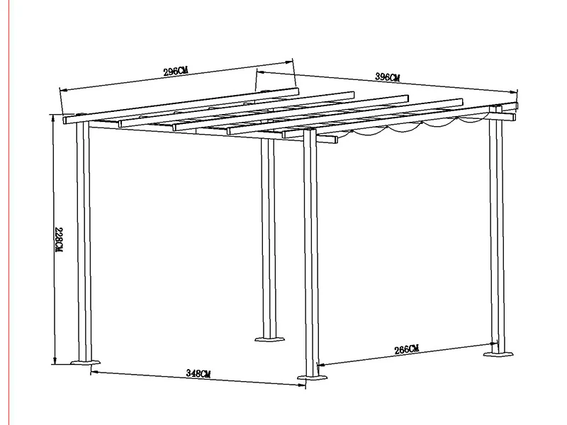 Pergola paviljong Santa Cruz, 3x4m, Mørk grå - Image 10
