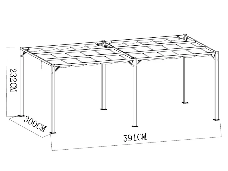 Pergola paviljong Santa Cruz, 3x6m, Mørk grå - Image 13