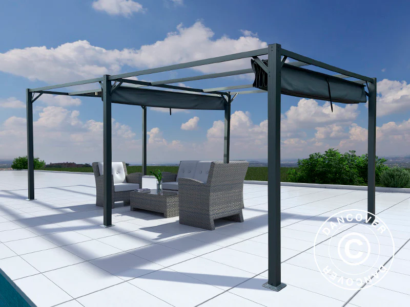 Pergola paviljong Santa Cruz, 3x6m, Mørk grå - Image 5