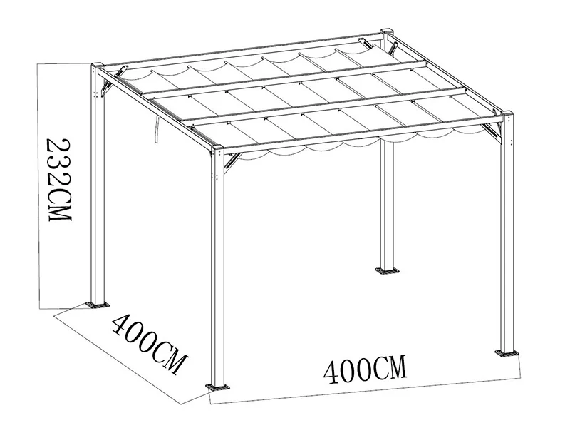 Pergola paviljong Santa Cruz, 4x4m, Mørk grå - Image 10