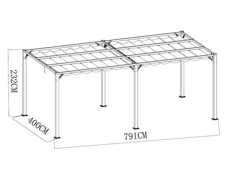Pergola paviljong Santa Cruz, 4x8m, Mørk grå - Image 6