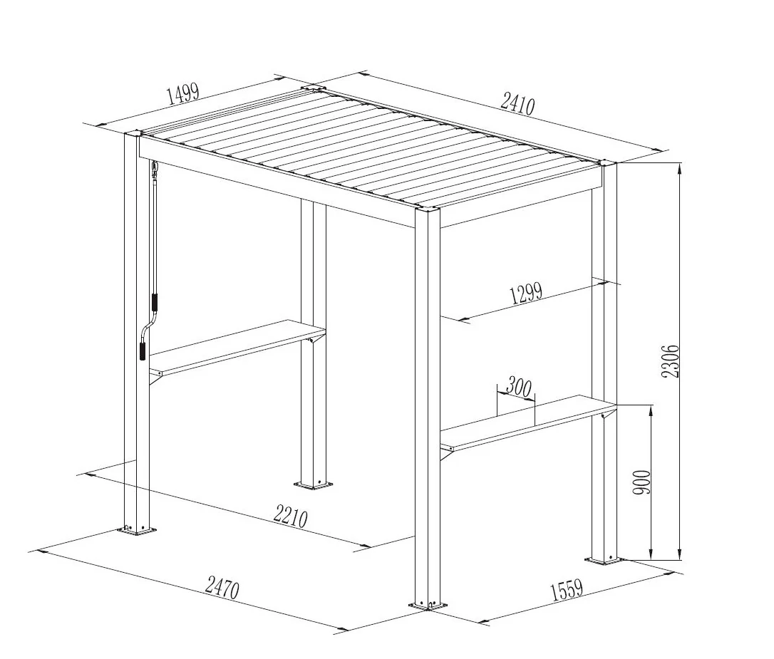 Pergola San Juan for grill, 2,5x1,5x2,3m, Svart - Image 6