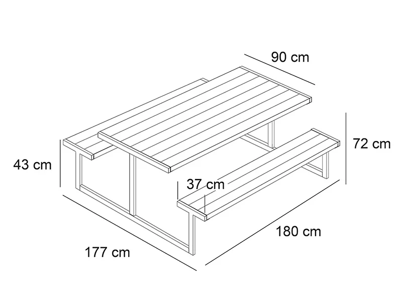 Piknik-bord, 1,85x1,8x0,75m, Lyst træ - Image 5