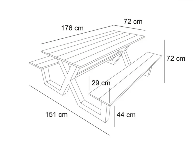 Piknikbord, kompositt, 1,51x1,76x0,72m, Svart/Antrasitt - Image 3