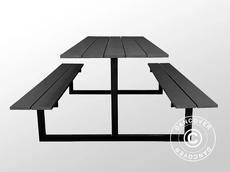 Piknikbord, kompositt, 1,75x1,5m, Svart/Antrasitt - Image 3