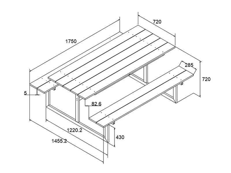 Piknikbord, kompositt, 1,75x1,5m, Svart/Antrasitt - Image 7