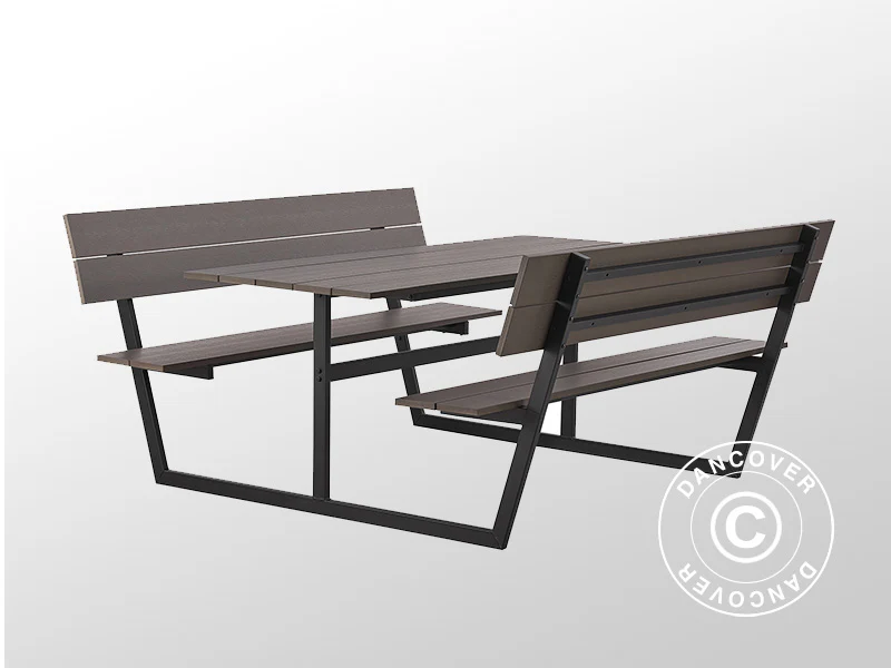 Piknikbord m/rygg, kompositt, 1,75x1,86m, Svart/Antrasitt - Image 3
