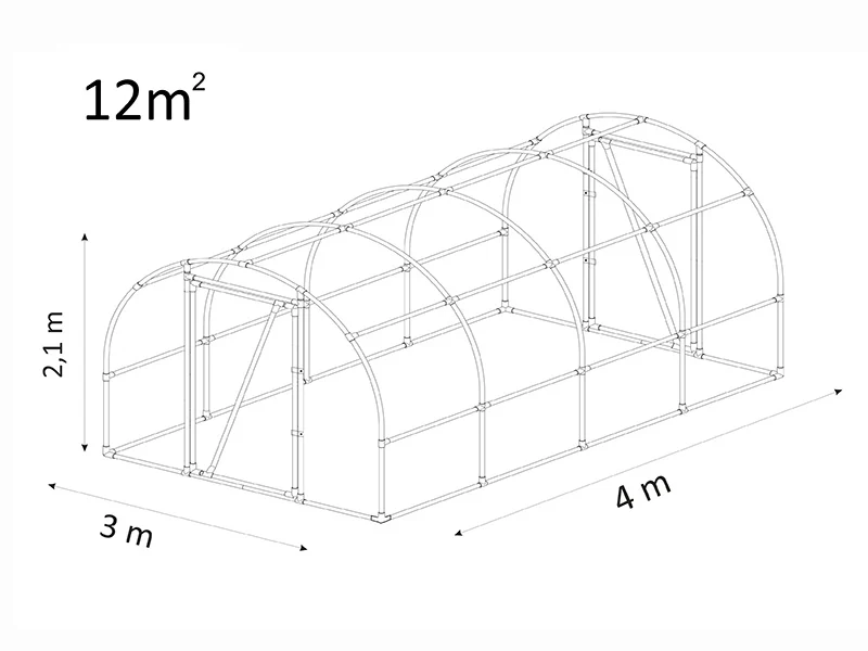 Polytunnel Drivhus 130, 3x4x2,1m, 12m², Transparent - Image 8