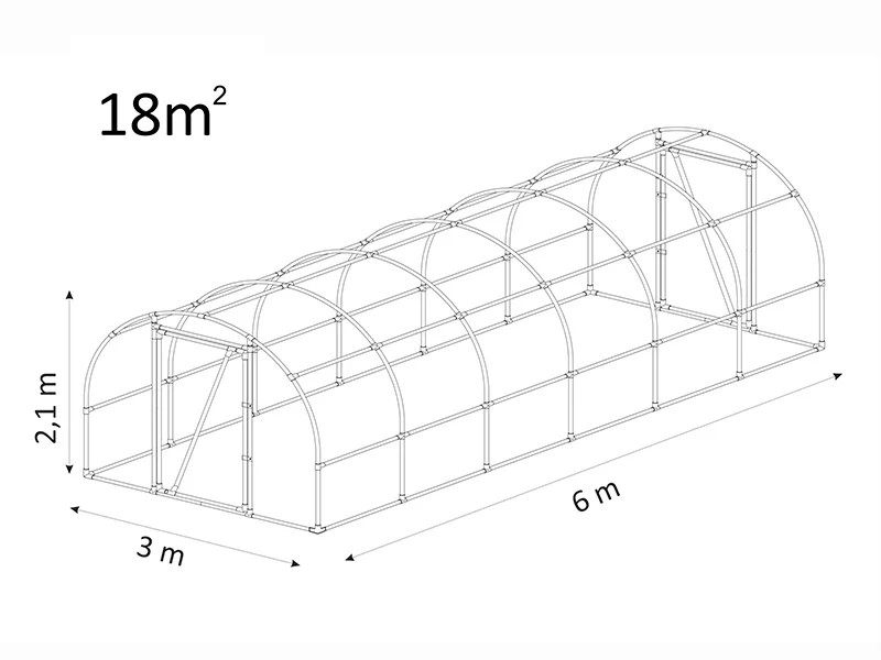 Polytunnel Drivhus 130, 3x6x2,1m, 18m², Transparent - Image 11