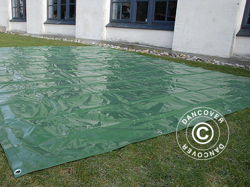 Presenning 10x12m, PVC 600g/m², Grønn, Flammehemmende - Image 9