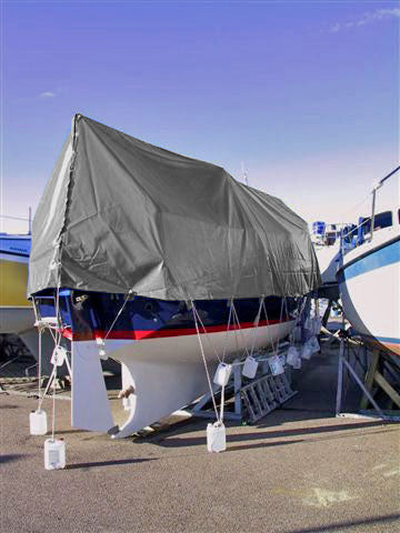 Presenning 6x12m, PVC 500g/m², Grå - Image 3