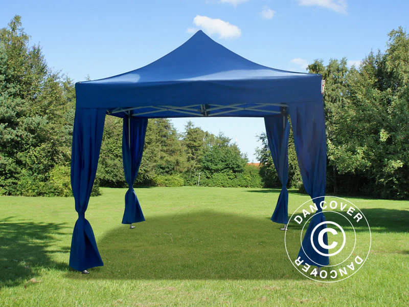Quick-up telt FleXtents PRO 3x3m Blå, inkl. 4 dekorative gardiner - Image 2