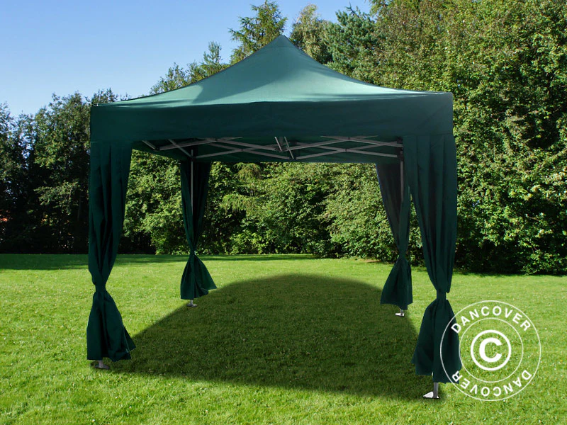 Quick-up telt FleXtents PRO 3x3m Grønn, inkl. 4 dekorative gardiner - Image 2