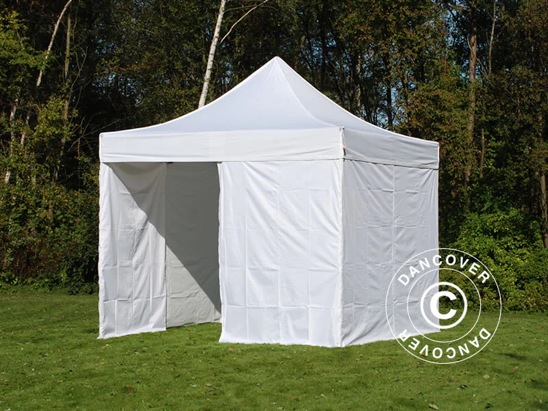 Quick-up telt FleXtents PRO 3x3m Hvit, Flammehemmende, inkl. 4 sider - Image 4
