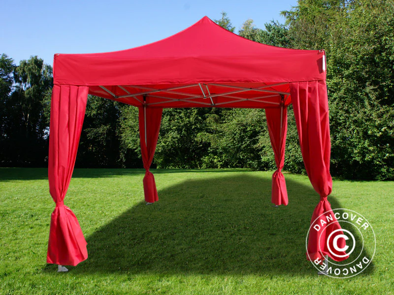 Quick-up telt FleXtents PRO 3x3m Rød, inkl. 4 dekorative gardiner - Image 2