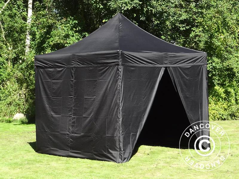Quick-up telt FleXtents PRO 3x3m Svart, Flammehemmende, inkl. 4 sider - Image 4