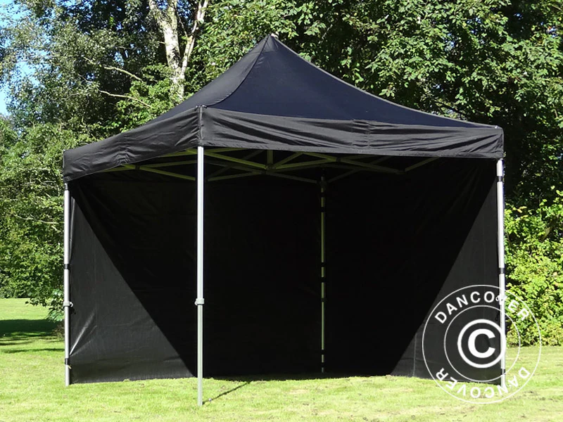 Quick-up telt FleXtents PRO 3x3m Svart, Flammehemmende, inkl. 4 sider - Image 5