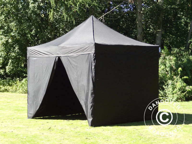 Quick-up telt FleXtents PRO 3x3m Svart, Flammehemmende, inkl. 4 sider - Image 8