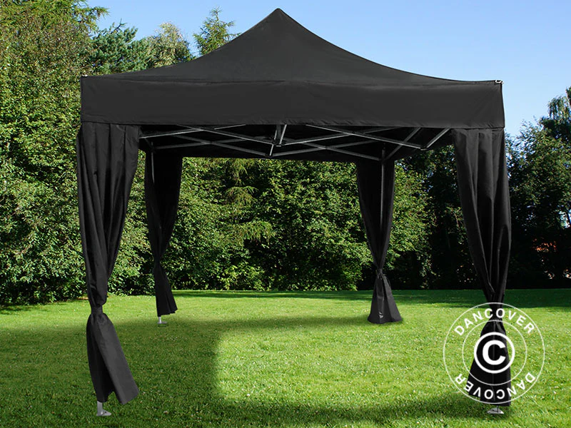 Quick-up telt FleXtents PRO 3x3m Svart, inkl. 4 dekorative gardiner - Image 2