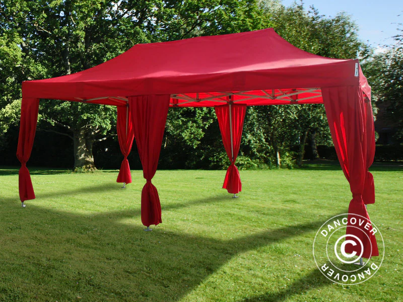 Quick-up telt FleXtents PRO 3x6m Rød, inkl. 6 dekorative gardiner - Image 3