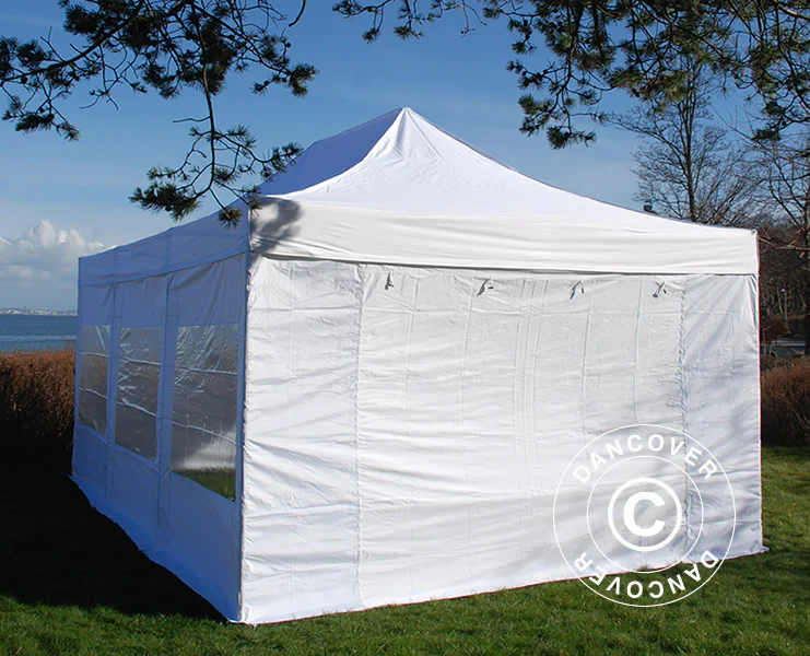 Quick-up telt FleXtents PRO 4x6m Hvit, Flammehemmende inkl. 8 sider - Image 3