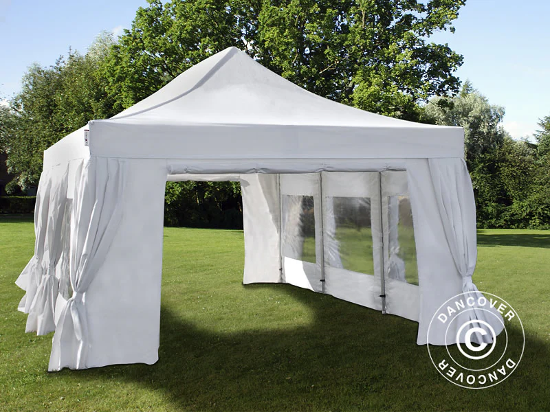 Quick-up telt FleXtents PRO 4x6m Hvit, inkl. 8 sider & dekorative gardiner - Image 3