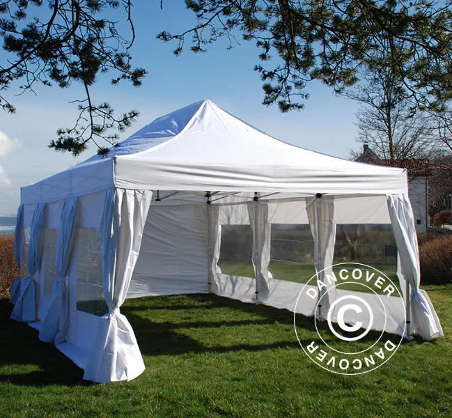 Quick-up telt FleXtents PRO 4x6m Hvit, inkl. 8 sider & dekorative gardiner - Image 4