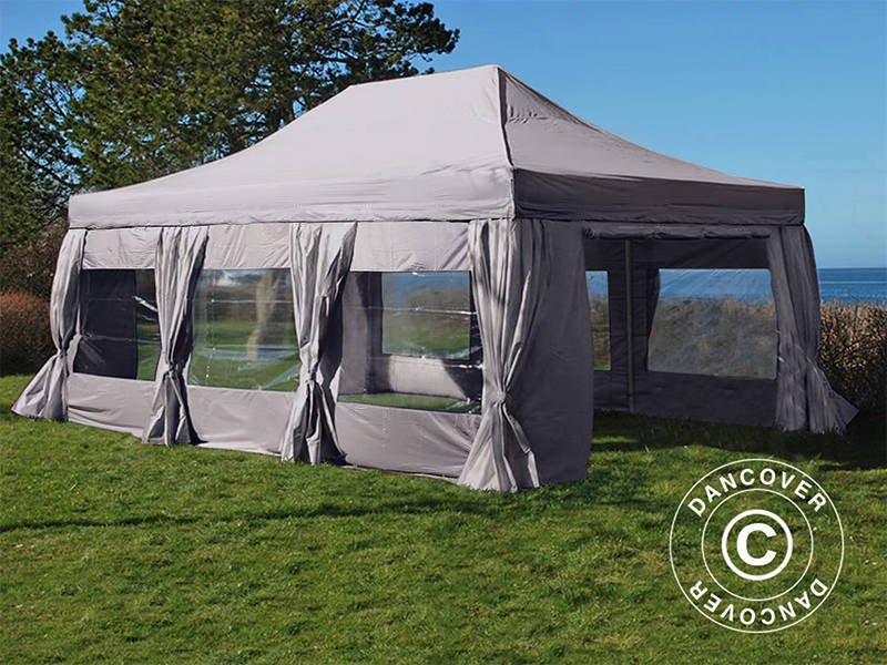 Quick-up telt FleXtents PRO 4x6m Latte, inkl. 8 sider & dekorative gardiner - Image 2