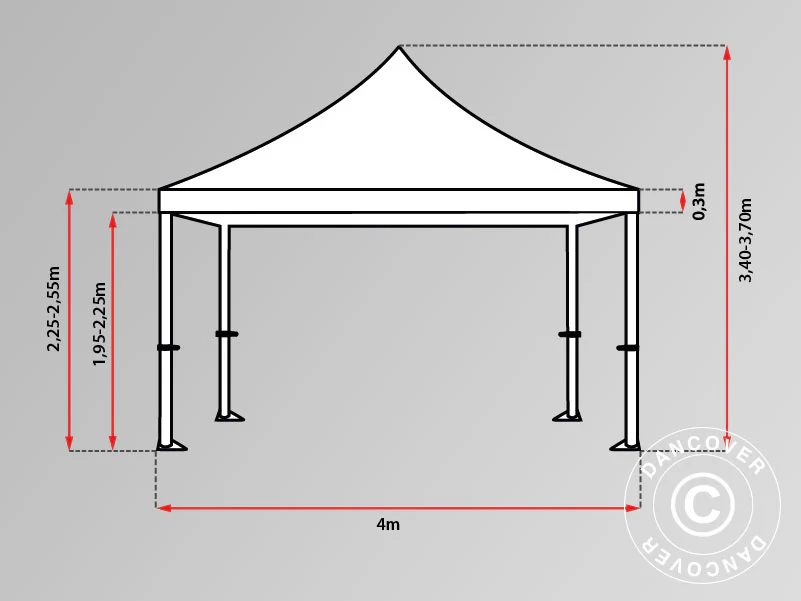 Quick-up telt FleXtents PRO 4x8m Latte, inkl. 6 dekorative gardiner - Image 3