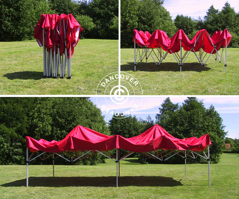 Quick-up telt FleXtents PRO 4x8m Rød, inkl. 6 sider - Image 5
