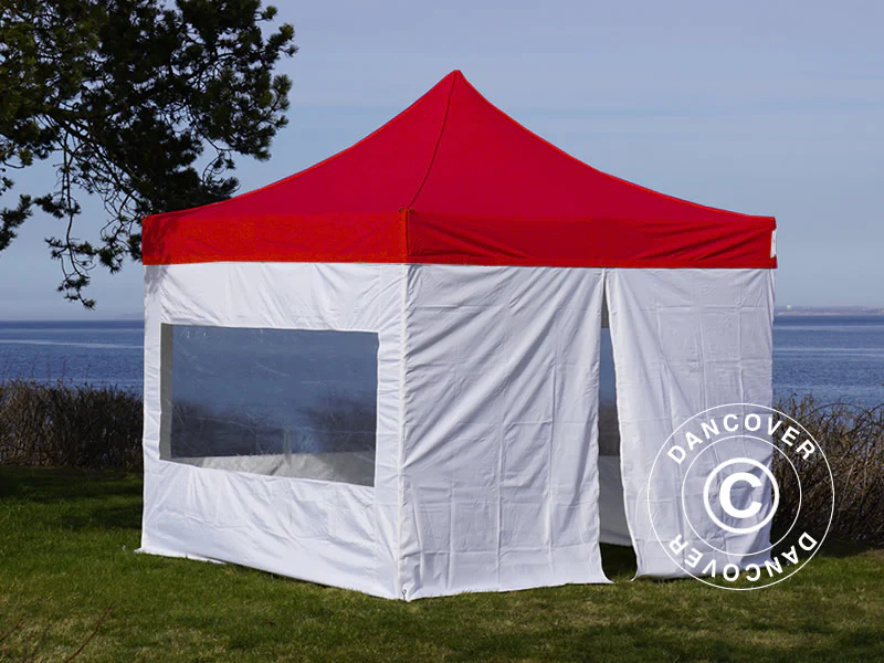 Quick-up telt FleXtents® PRO, Medisinsk- & nødtelt, 3x3m, rød/hvit, inkl. 4 sidevegger - Image 3