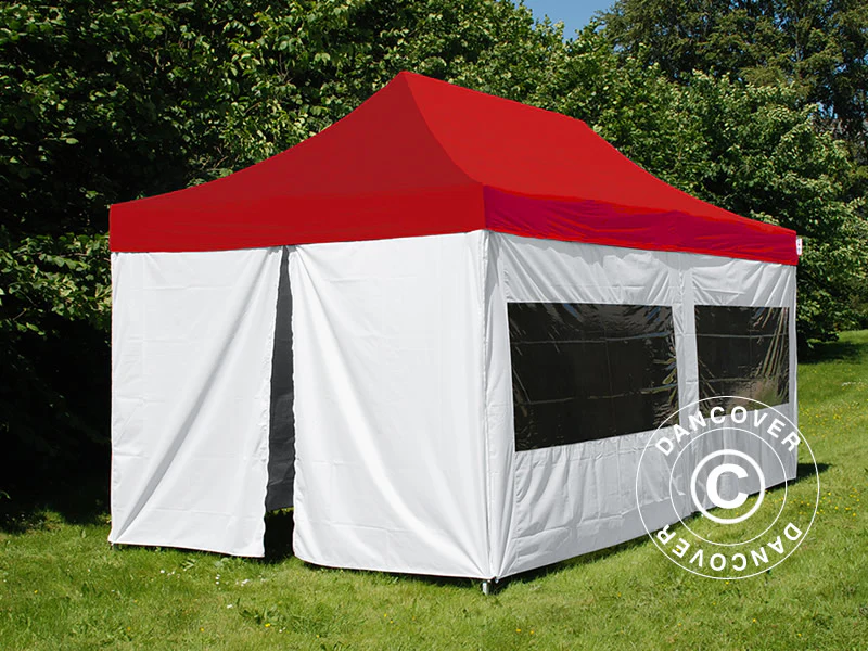 Quick-up telt FleXtents® PRO, Medisinsk & nødtelt, 3x6m, rød/hvit, inkl. 6 sidevegger - Image 2