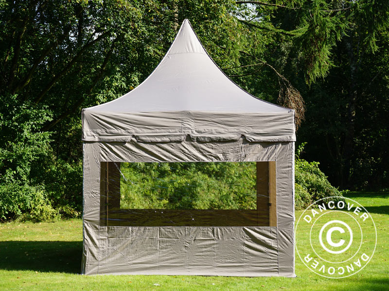 Quick-up telt FleXtents PRO Peak Pagoda 3x3m Latte, inkl. 4 sidevegger - Image 5