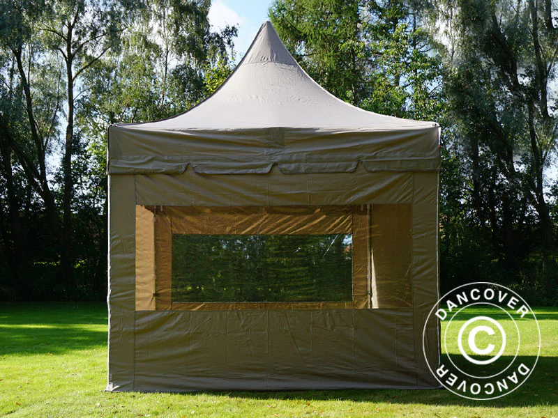 Quick-up telt FleXtents PRO Peak Pagoda 3x3m Latte, inkl. 4 sidevegger - Image 6